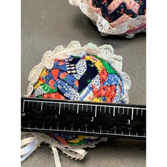 Handmade Quilted Christmas Ornaments with Lace & Ribbon Set of 6 - Picture 9 of 10